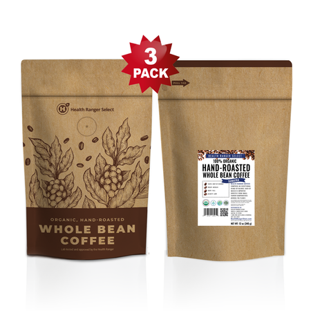 100% Organic Hand-Roasted Whole Bean Coffee (Sumatra) 12oz, 340g (3-Pack)