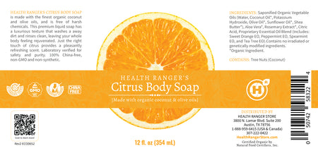 Health Ranger's Citrus Body Soap 12oz