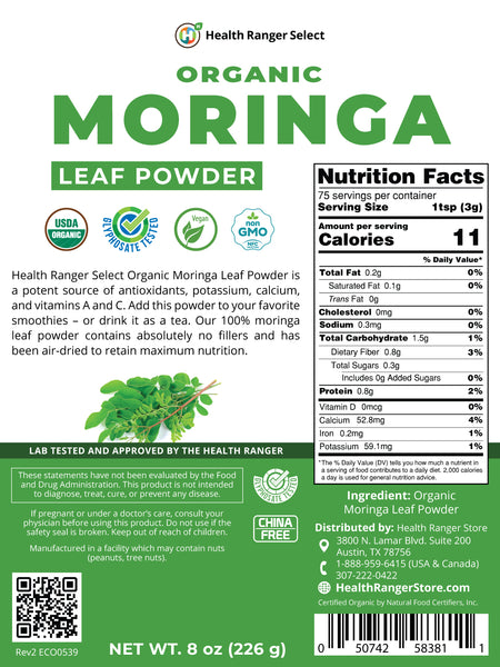 Organic Moringa Leaf Powder 8 oz (226g) (6-Pack)