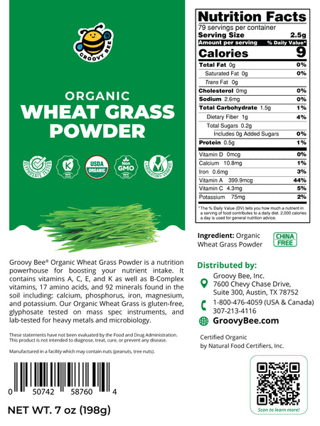 Organic Wheat Grass Powder 7oz (198g) (3-Pack)