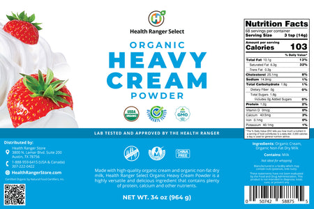 Organic Heavy Cream Powder (34oz, #10 Can) (2-Pack)