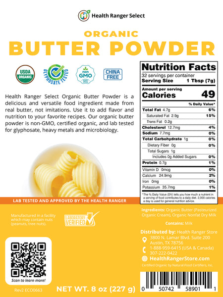 Organic Butter Powder 8 oz (227g) (3-Pack)