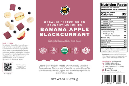 Organic Freeze-Dried Crunchy Munchies Banana Apple Blackcurrant (10 oz, 289g) #10 Can (2-Pack)