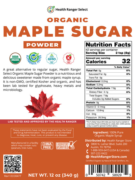 Organic Maple Sugar Powder 12oz (340g) (6-Pack)