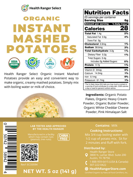 Organic Instant Mashed Potatoes 5 oz (141g)