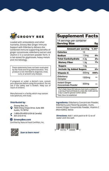 Ginger Immune Support with Elderberry (14 Packs) 0.17 oz (5 g)