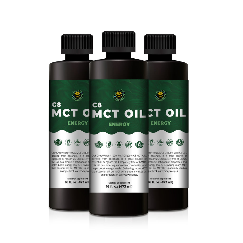 100% MCT Oil (95% C8 MCT Oil) - Energy 16 fl oz (473 ml) (3-Pack ...